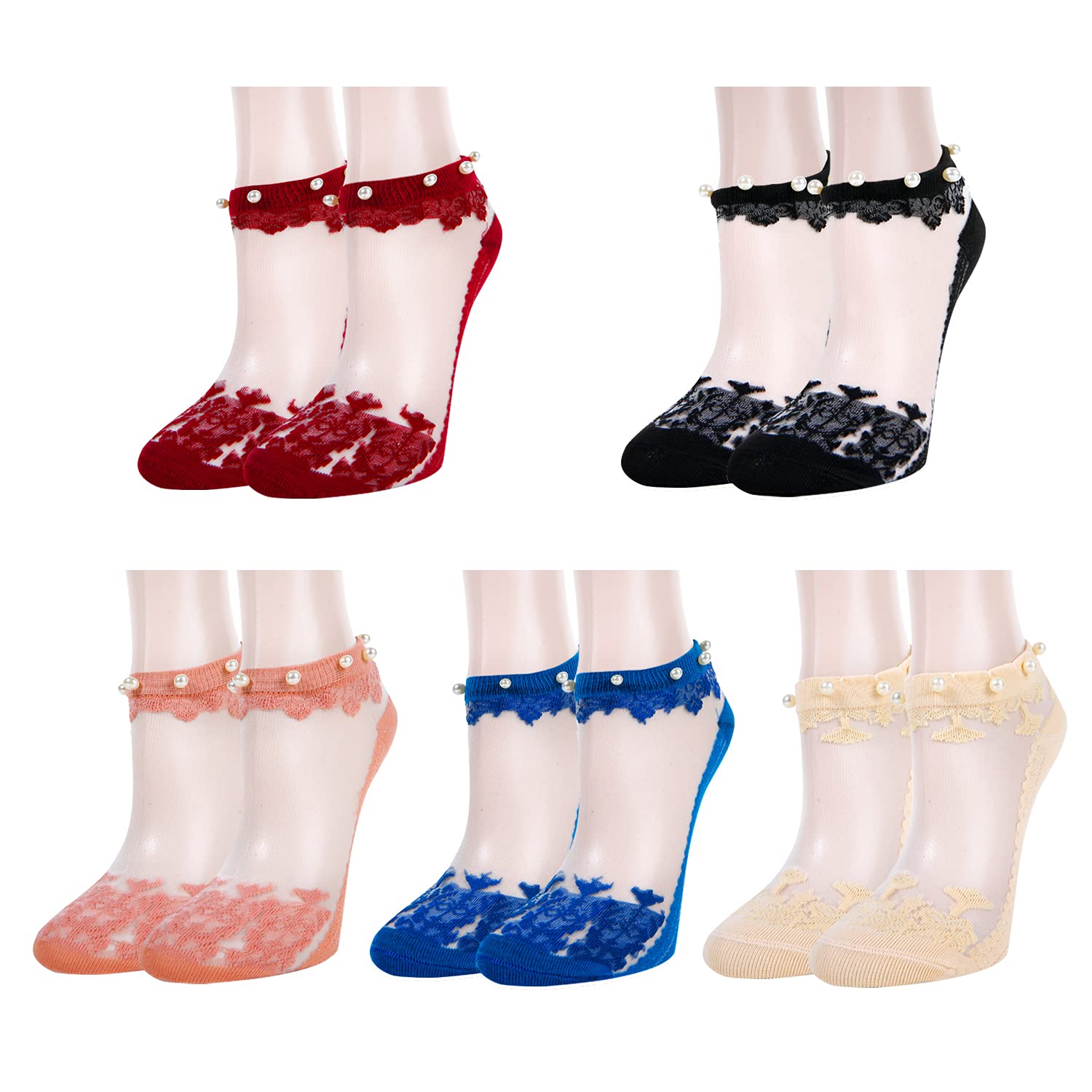 Benefeet SoxWomens Sheer Ankle Socks Girls Lace Mesh Nylon Socks Ultrthin Transparent See Through Summer Sock