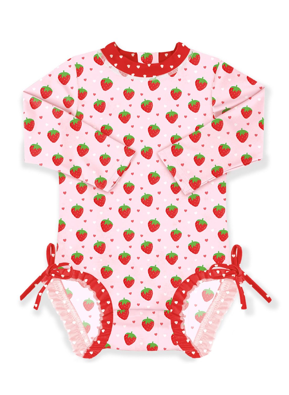 BesserBay Baby Girl Swimsuit UPF 50+ Long Sleeve Zipper Snaps Bottom One Piece Rash Guard 0-36 Months