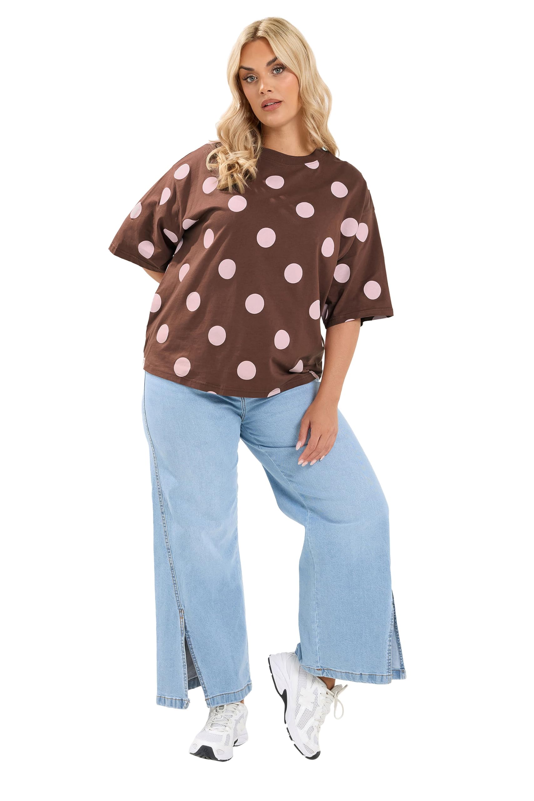 Yours Women's Chocolate Polka Dot T-Shirt In | : 26/28