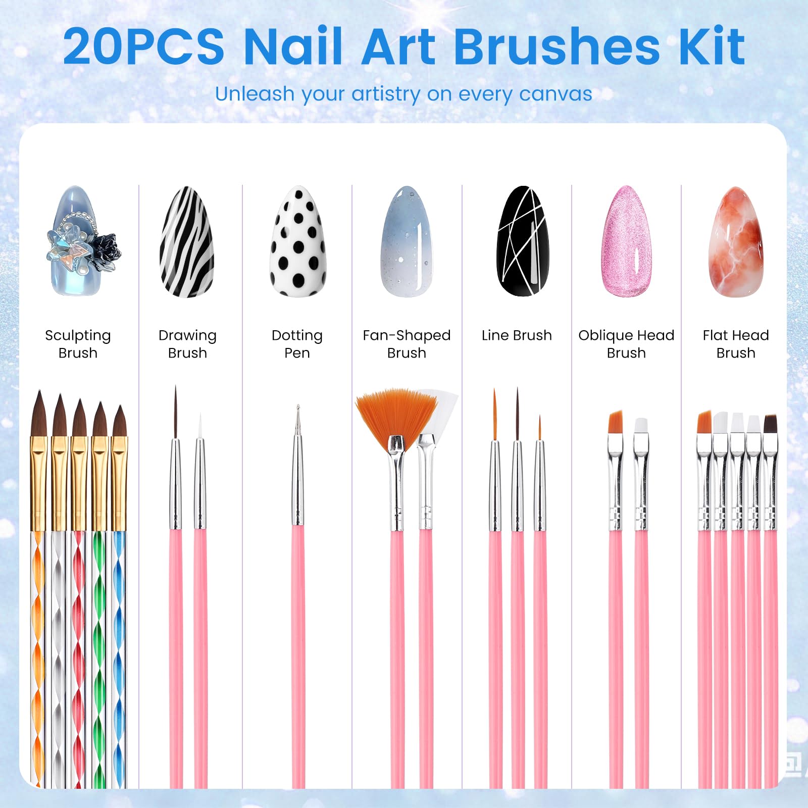 Yokilly Kit d'ongles en acrylique avec tout : 12 couleurs de poudres acryliques liquides avec lampe d'entraînement pour les doigts – Kit de démarrage pour les ongles pour débutants dans un sac cadeau