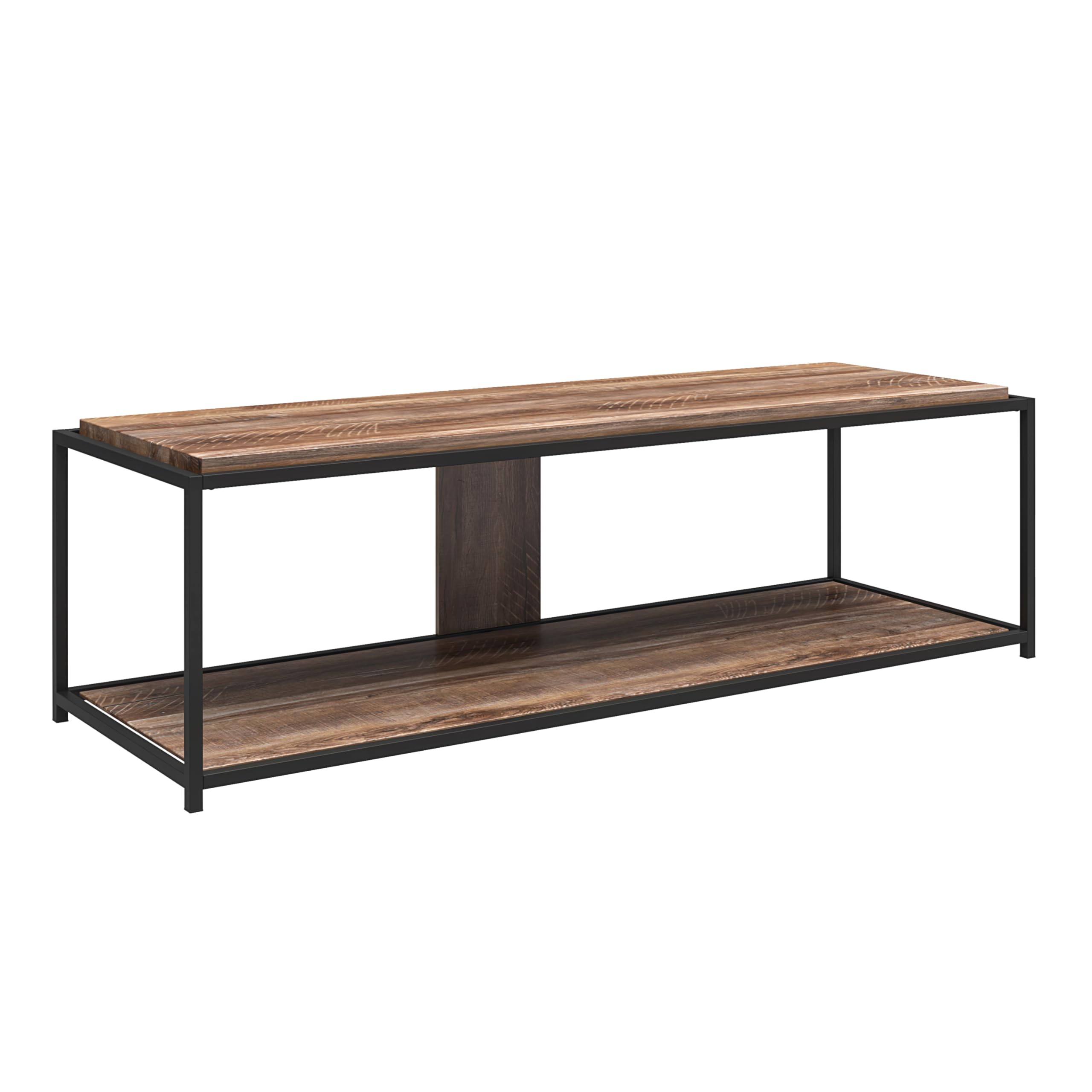 DHP Furniture Quincy TV Stand 65 Inch, Weathered Oak Look