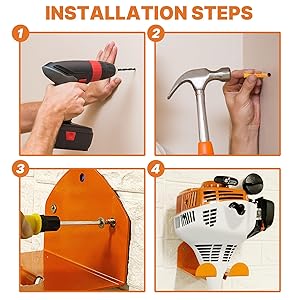 Flexi Rods Garage Organizer Wall Hanger - Garden Tool Rack for Grass Trimmer, Hedge Trimmer, Garage Tools, 1 Pack