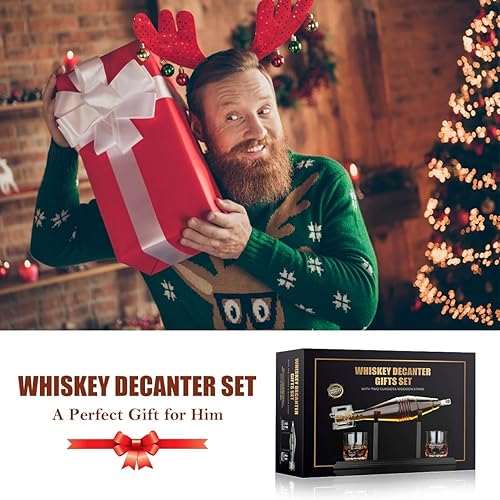 Miniatura 8 de Decantador de whisky con 2 vasos de whisky, regalos para hombres, papá, ideas únicas de regalo de cumpleaños, regalos de aniversario de Navidad,