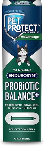Pet Protect Cat Probiotic Balance+ Gel oral, endurosina formulada por veterinarios, prebióticos y probióticos para gatos, suministro para 3 días,