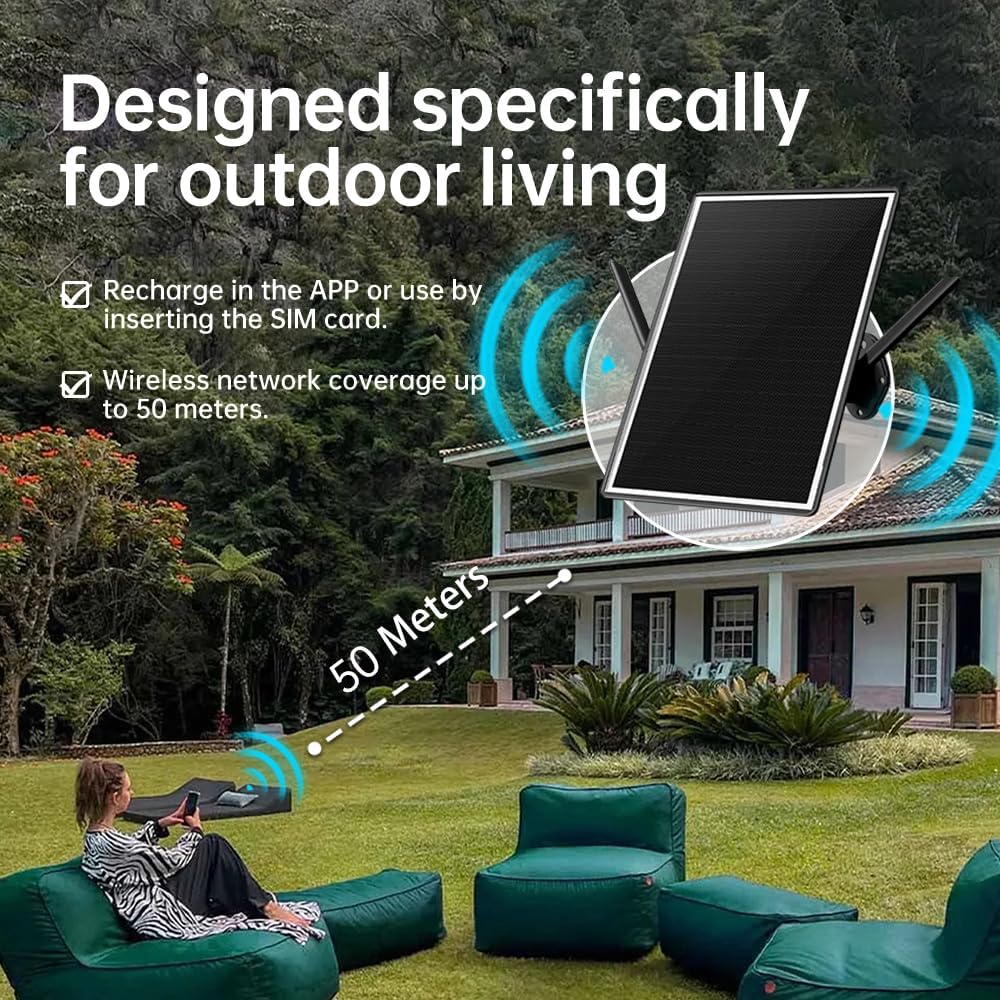 Solar 4G Router, Outdoor LTE Cat.1 Modem, 2.4Ghz WiFi6 Hotspot, VSIM & SIM Card-Slot, Built-in 26000mAh Battery, IP66 Waterproof, Ideal for Security Cameras IOT Devices