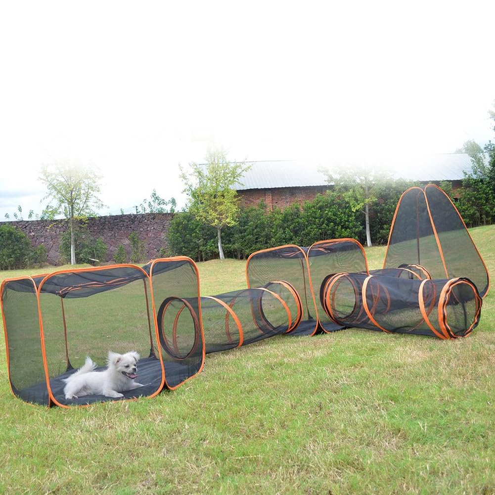 Tente tunnel 6 en 1 pour animal domestique chat et chien – Habitat intérieur pliable pour chat, chien, lapin, petit animal – Tunnel de jeu pour animaux de compagnie