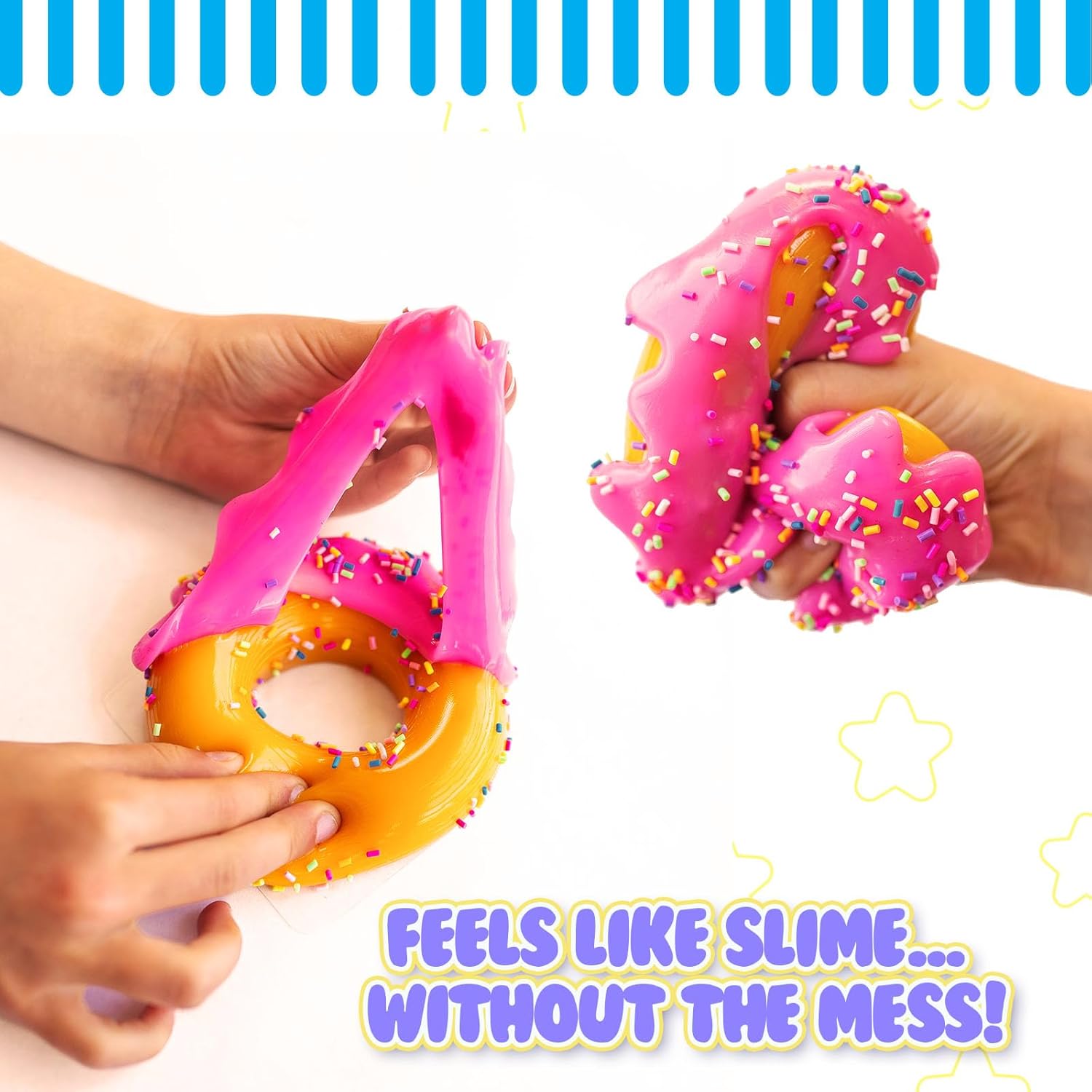 Taba Squishy - Donut (Jumbo) Large, 3.5" Super Soft & Sticky Layered TABA Squishies - Squish, Squeeze, Great for Stress Relief - Sensory / Fidget Play Food Squishy Toys for Kids and Adults