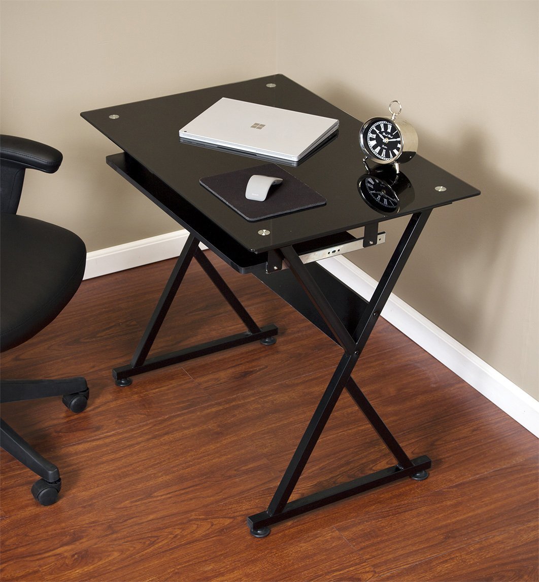OneSpace Ultramodern Glass Computer Desk, Black Buy Online in United