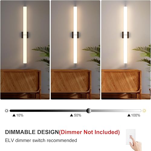 Miniatura 3 de Lámpara LED de tocador de baño de 39 pulgadas y 42 W, 3000K-6000K regulable con pantalla acrílica blanca, luz de pared cableada para interiores para