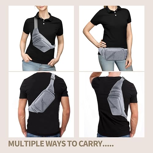 Miniatura 7 de Riñonera impermeable para hombres y mujeres, bolsa de cadera con soporte para botella de agua, correa ajustable, adecuada para exteriores,