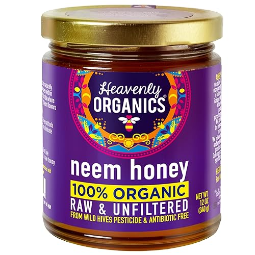 Heavenly Organics Miel cruda 100% orgánica certificada por USDA, 12 onzas (Neem, 2)