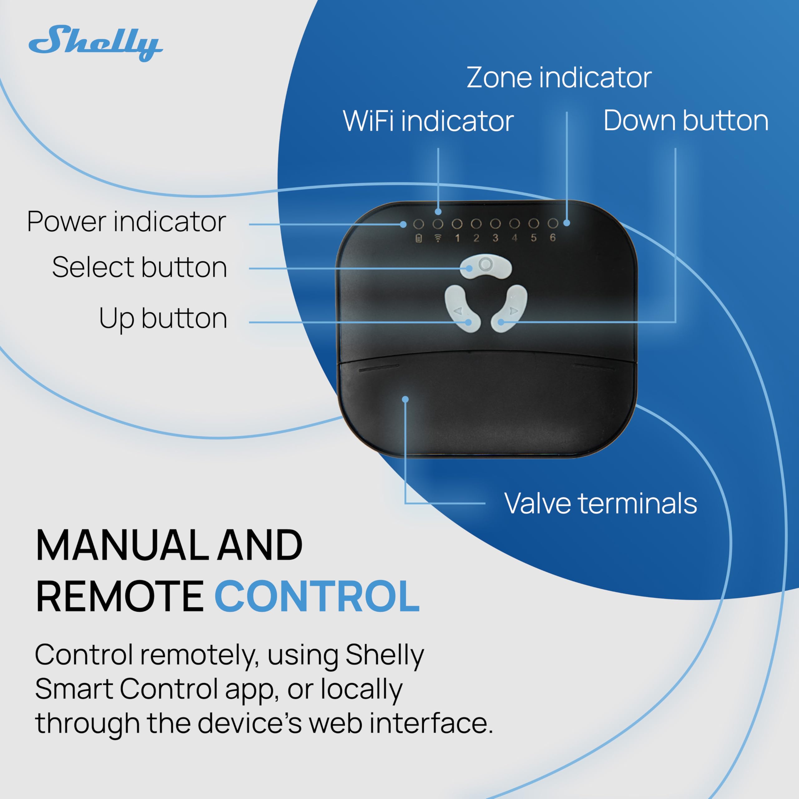 FRANKEVER Sprinkler Controller FK-06X - Smart Sprinkler Controller mit 6 Zonen, betrieben mit Shelly, Wetterbasierte Automatisierung, Integration in Home Assistant, Kompatibel mit 24V AC Systemen