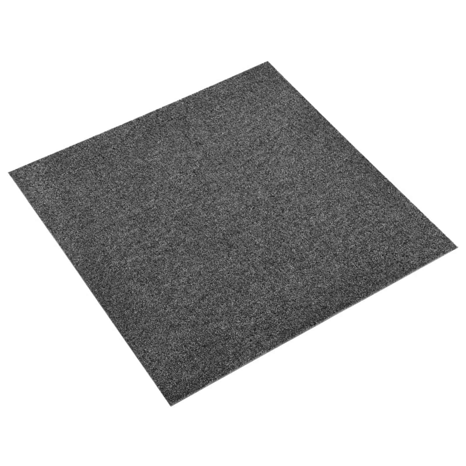 Zestaw płytek dywanowych, antracyt, 20 sztuk, 50 x 50 cm, 100% polipropylen, do wnętrz, modułowa wykładzina podłogowa o strukturze