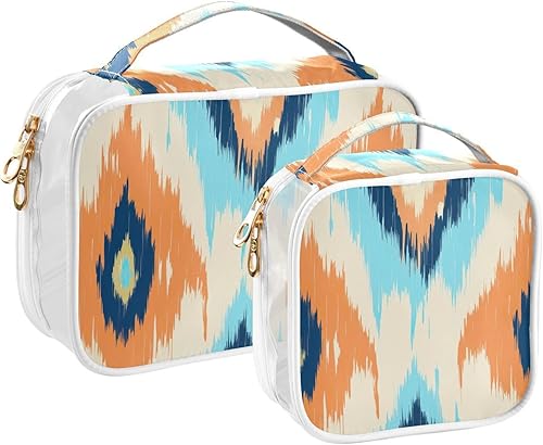 Miniatura 2 de Ikat Ethnic Clear Toiletry Bag for Traveling,2 Pack Makeup Cosmetic Bag with Zipper,Travel Bag for Toiletries,Travel Essentials 21215285