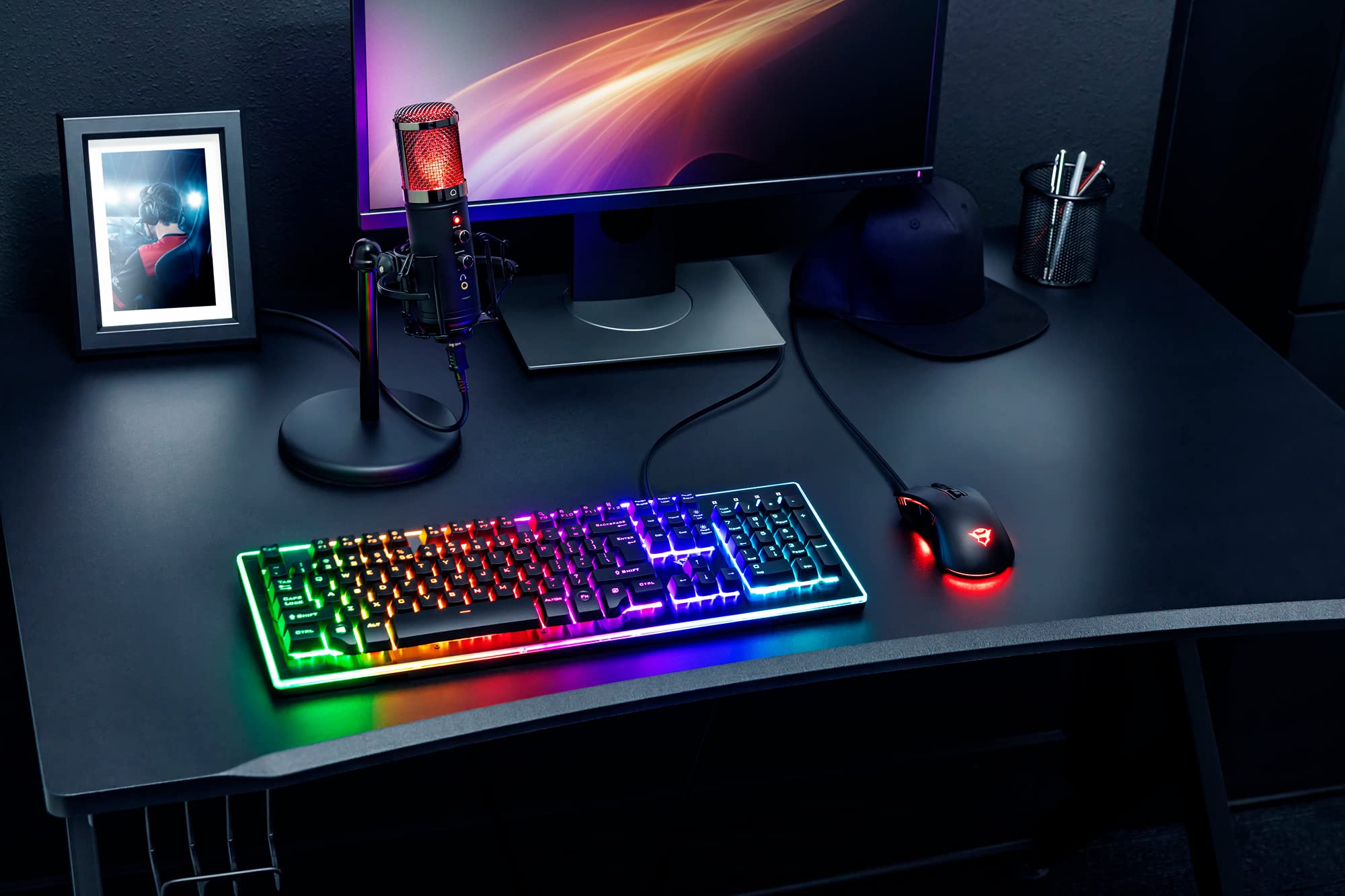 Trust Gaming GXT 256 Exxo USB Gaming Mikrofon für PC, PS4, PS5, RGB LED, Streaming, Podcast, schwarz