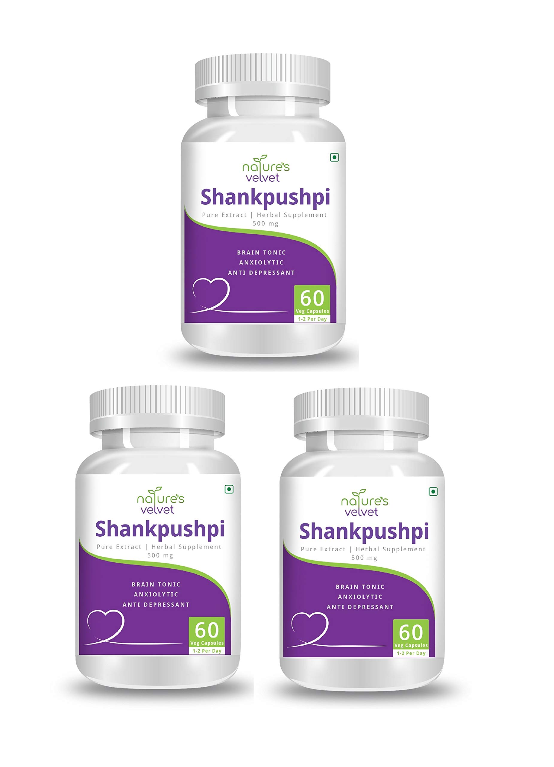 Natures Velvet Lifecare Shankpushpi Pure Extract 500 mg, 60 Veggie Capsules - Pack of 3 (B0755H2ZTR) Amazon Price History, Amazon Price Tracker