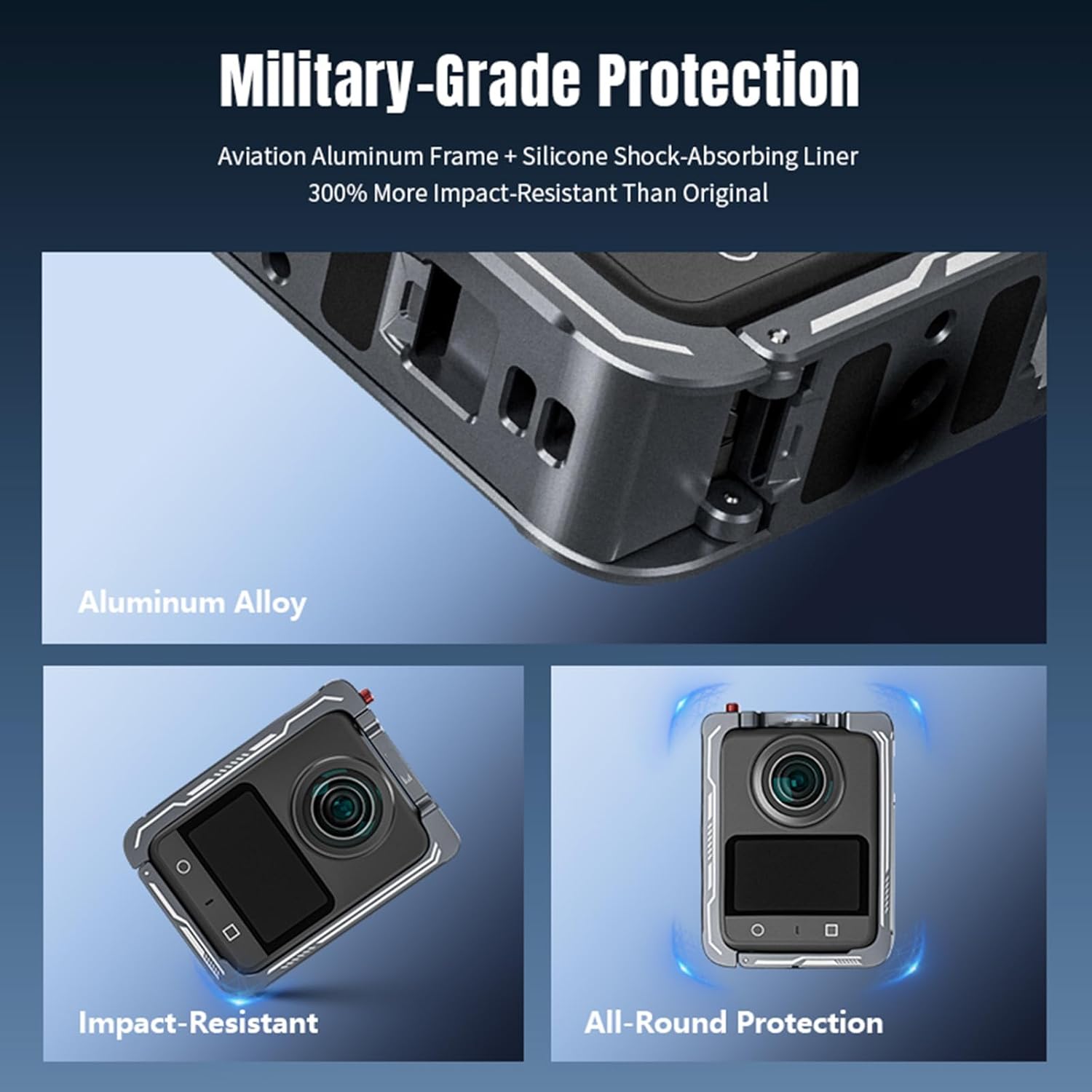 LICHIFIT Aluminum Alloy Frame Cage for DJI OSMO 360 Panoramic Camera Horizontal and Vertical Shooting Support Bezel Protective Frame Case Rabbit Cage with Multifunctional Extension Mount Interfaces