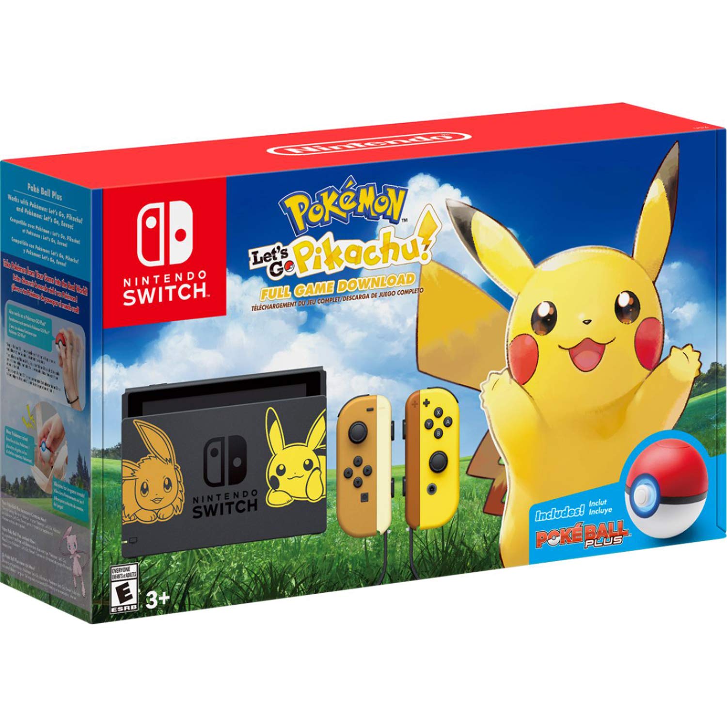 Nintendo Switch Pikachu & Eevee Edition com Joy-Con, base cinza