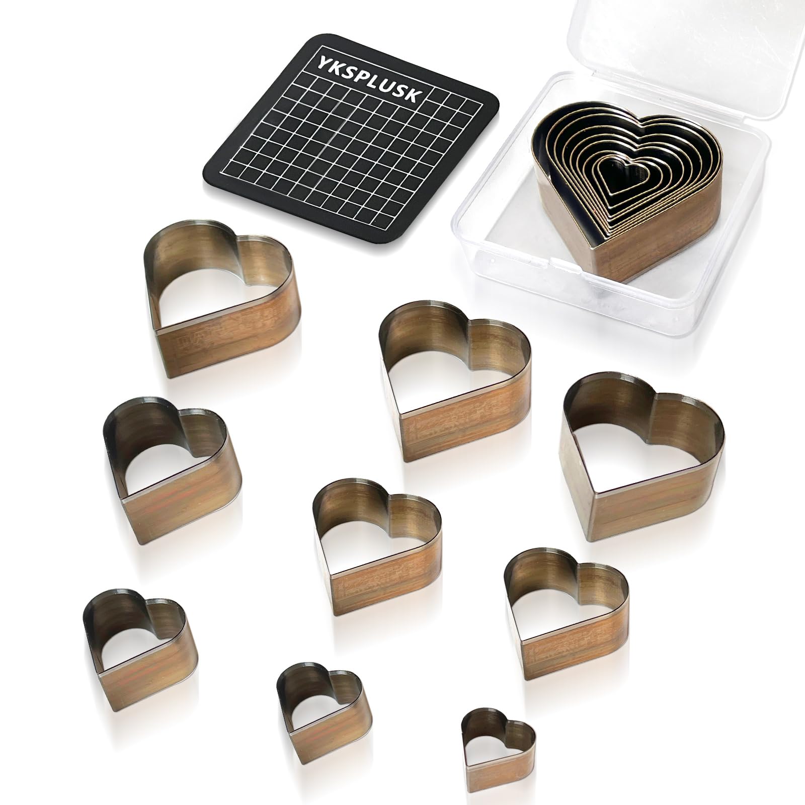 9 Pcs Leather Hole Cutter Tool Set, 9 Sizes Heart Shape Cutter Tools High Carbon Steel, Leather Cutting Dies Kit for DIY Leathercraft, Leather Hollow Punching with Plastic Box