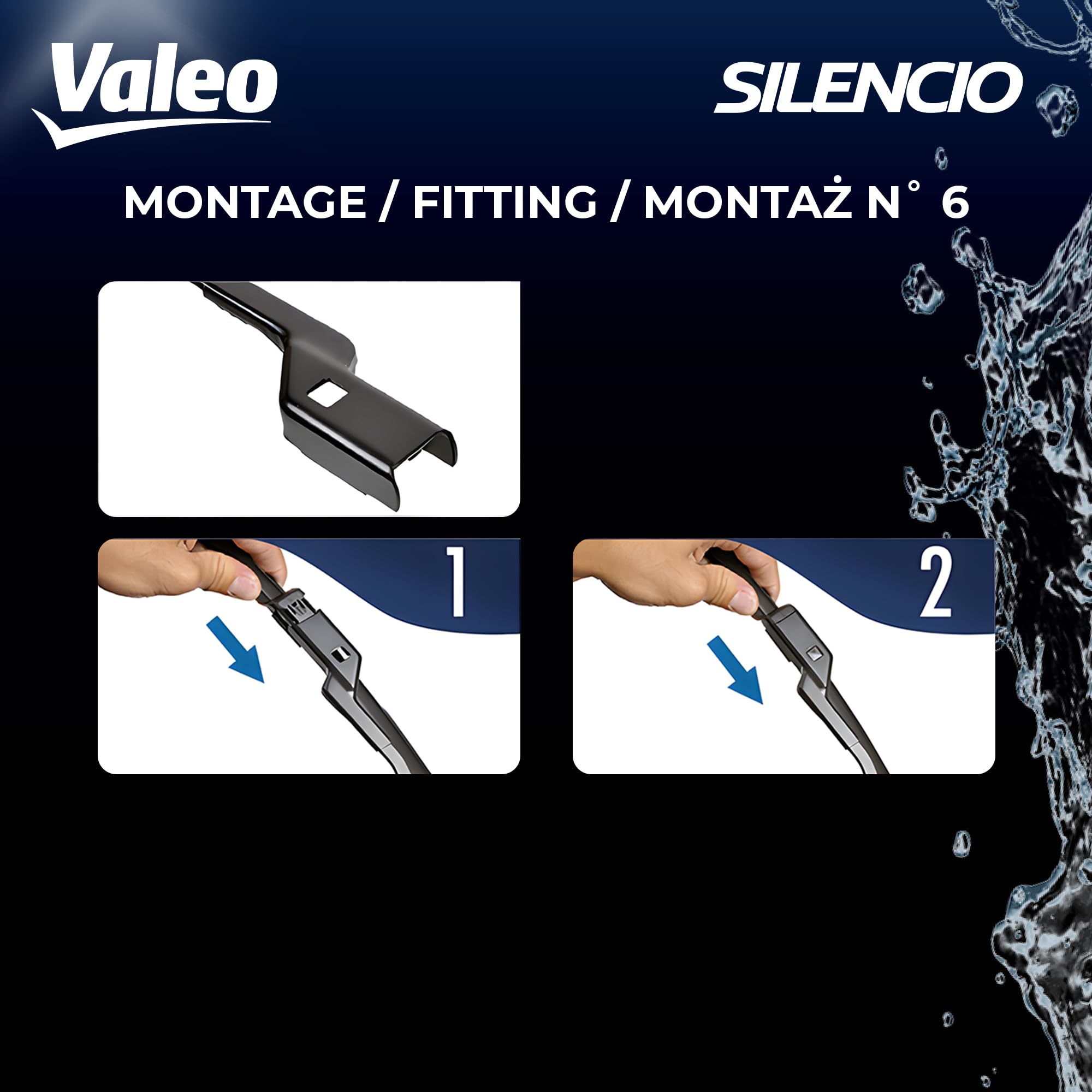 Valeo Silencio VF814 - Kit Tergicristalli Flat Blade 580/530mm, Anteriori, Confezione Da 2, Alta Visibilità, Installazione Facile
