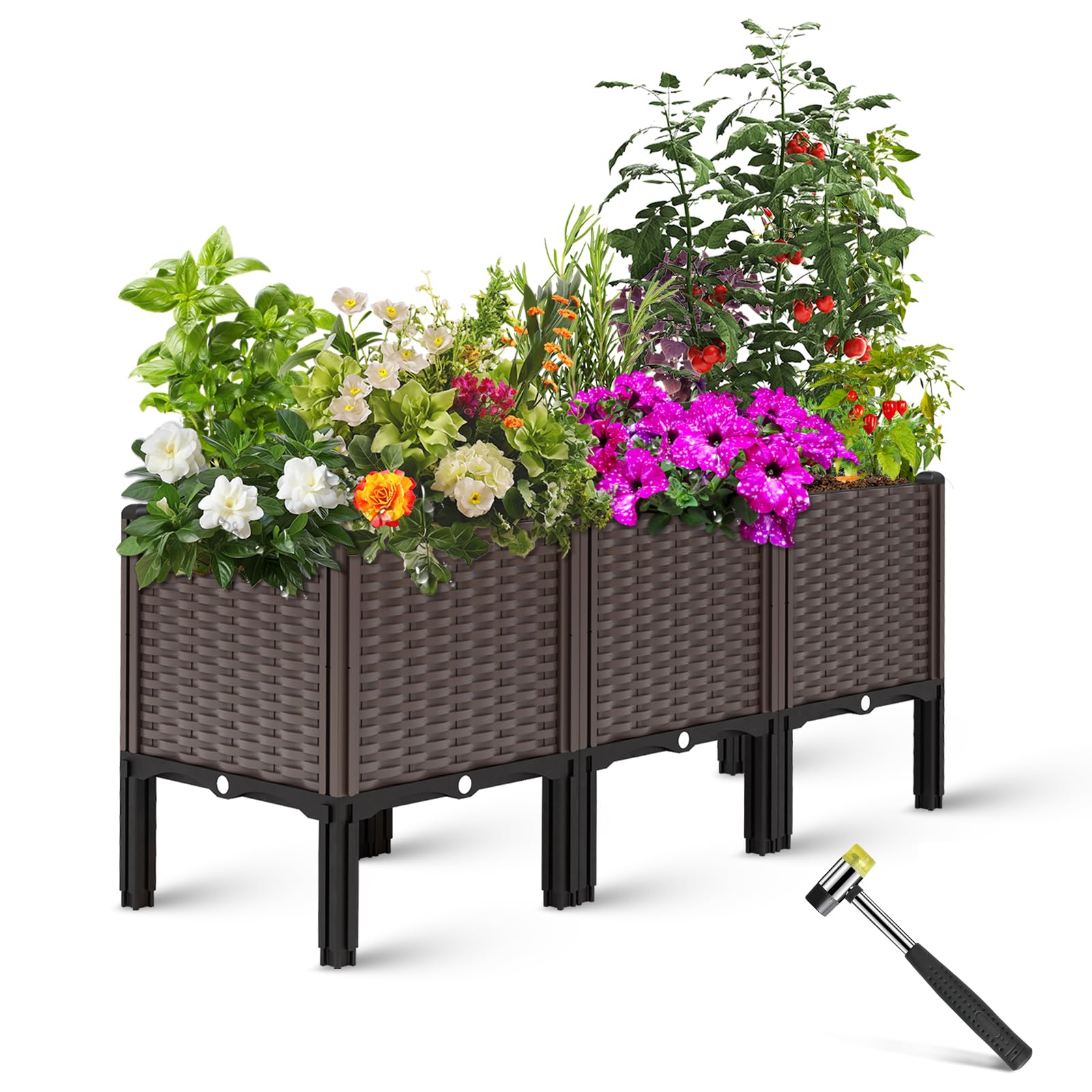 Garden Boxes Outdoor Raised Garden Bed with Legs Planter Boxes Outdoor with Easy Assembly Garden Box with Drain Outlet for Vegetables/Herbs,47x15x19in