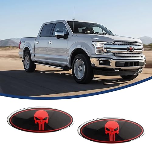 Miniatura 6 de UGSHY Paquete de 2 emblemas de rejilla delantera, etiqueta de cubierta de malla central, placa de identificación de emblema para puerta trasera,