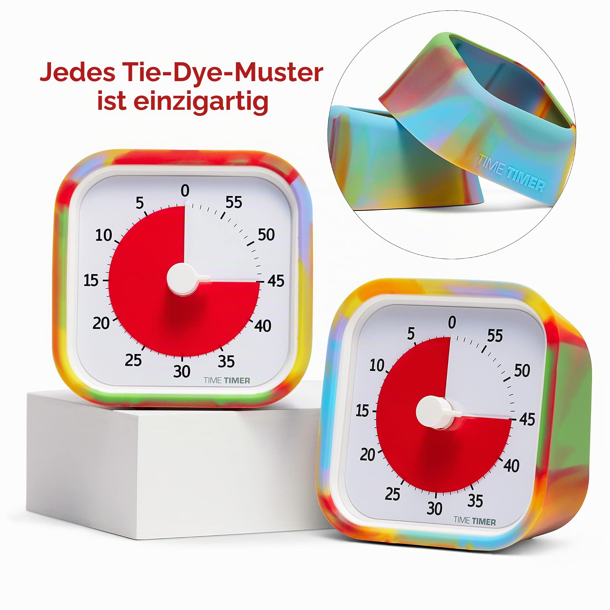 TIME TIMER MOD Tie Dye – Spezial-Edition – Visueller Timer für Kinderlernen, Bürouhr für Lehrer, Heimstudio, Meetings, mit leisem Betrieb