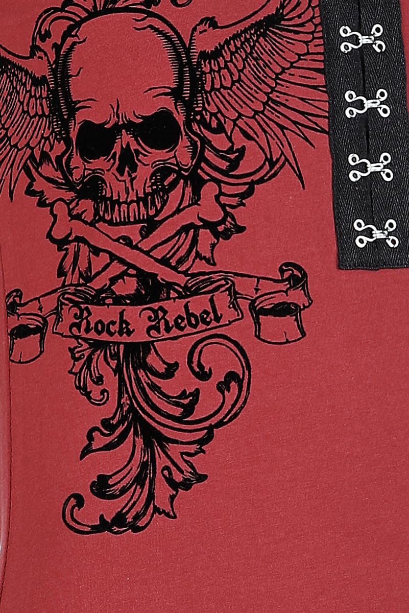 Rock Rebel by EMP Femme Top Bordeaux avec Ourlet contrasté à l'encolure