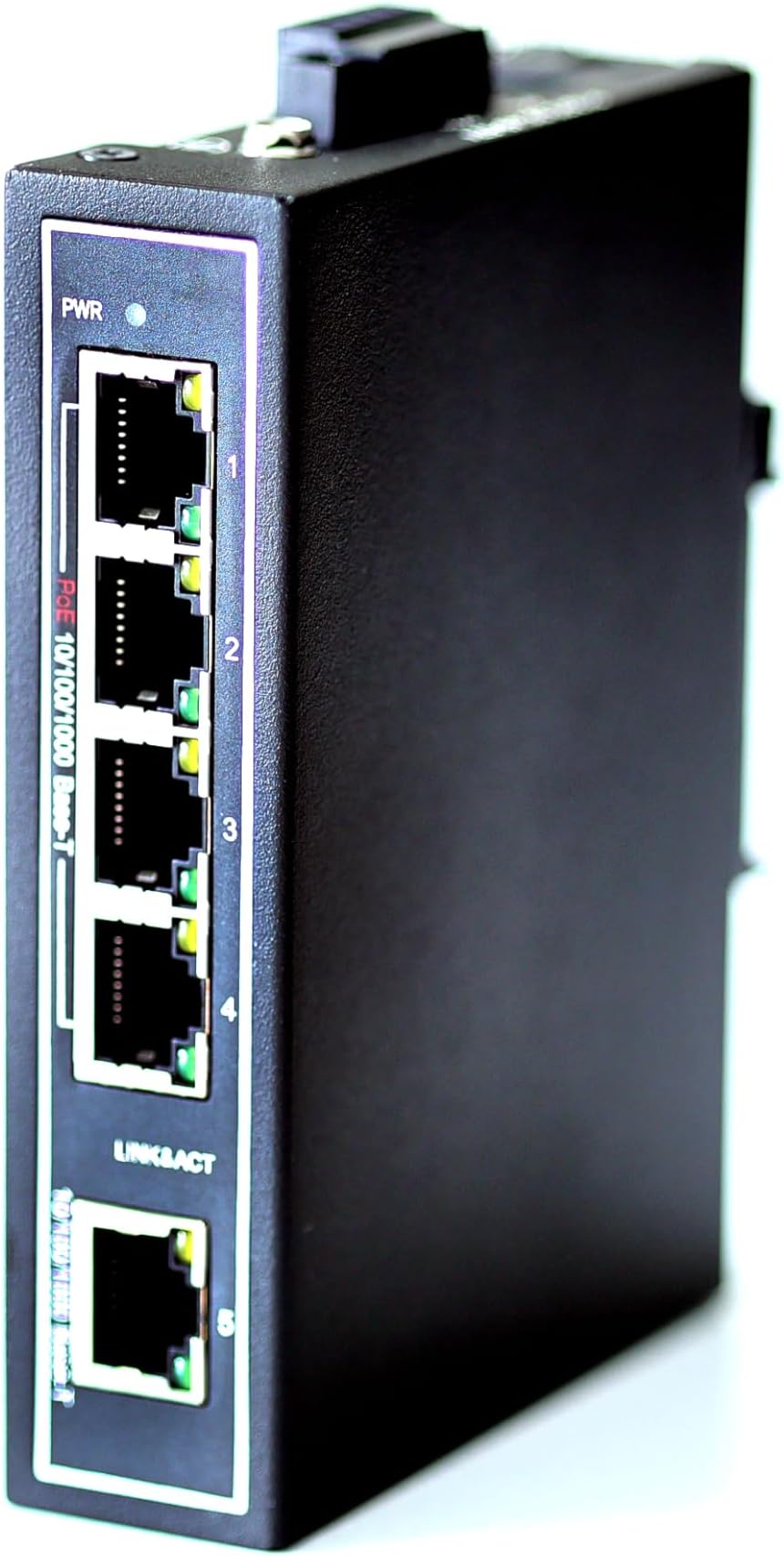 WIWAV WDH-5GT-POE 10/100/1000Mbps Unmanaged 5-Port PoE Industrial Ethernet Switches with DIN Rail/Wall-Mount (UL Listed,Fanless,-30โ~75โ)