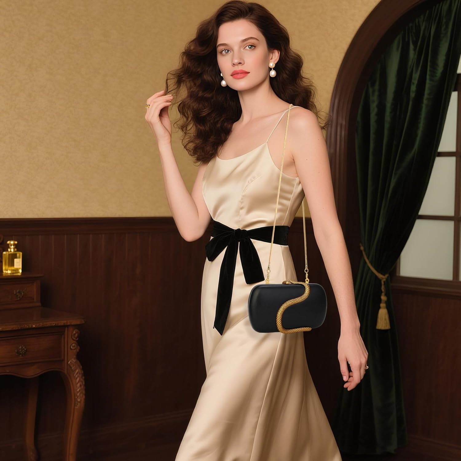 YYW PU Leather Purses for Women Evening Clutch Bag with Chain Women Handbags Evening Bag for Wedding Party Prom - Image 3