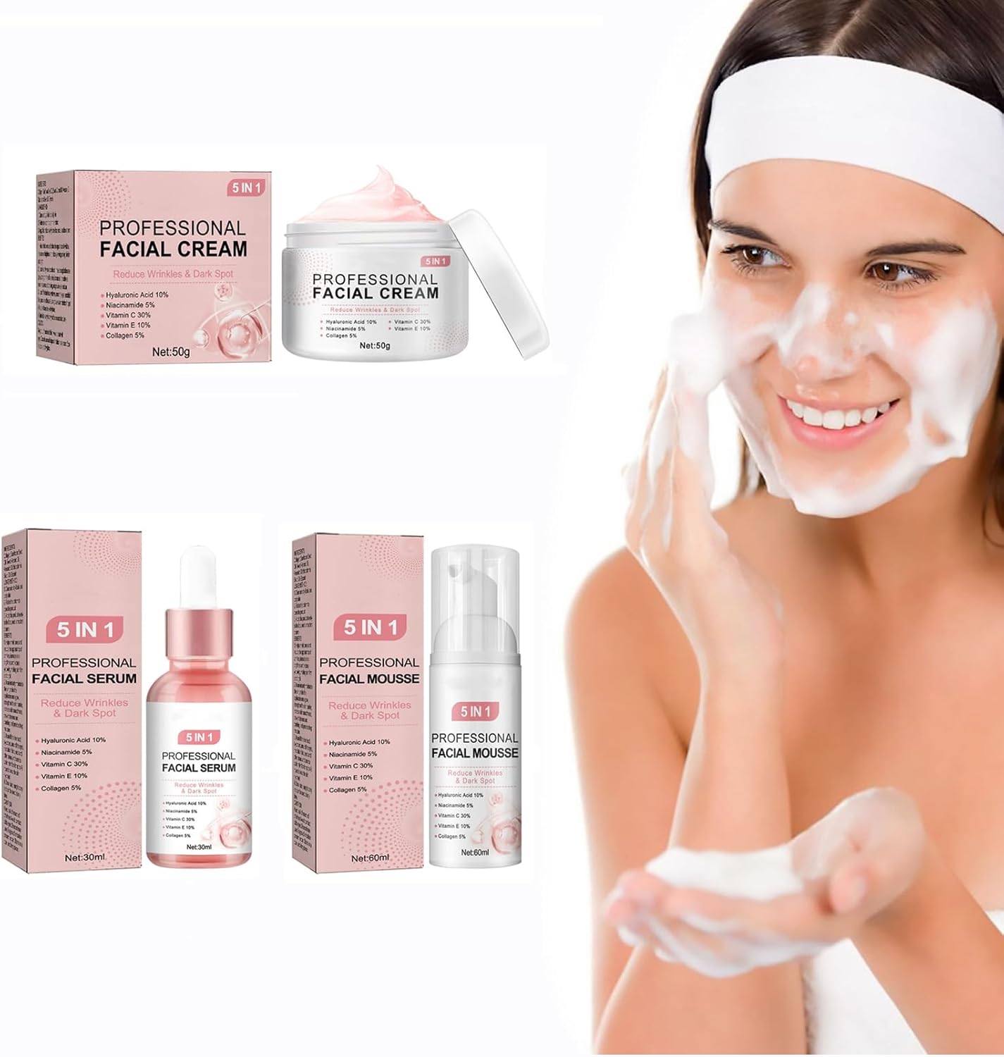 Azonee 5 IN 1 Skin Care Set – 3 Pcs Skincare Gifts for Women & Girls, Anti-Aging Skincare Set, Pamper Gift Set for Women, Reduce Wrinkles & Dark Spots