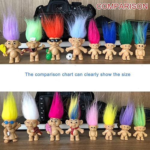 Miniatura 4 de Mini Muñecos Troll, Mini Figuras de Acción de Muñecos Troll Vintage de PVC, Toppers para Pasteles, Cromáticos, Adorables Pequeñitos Lindos de