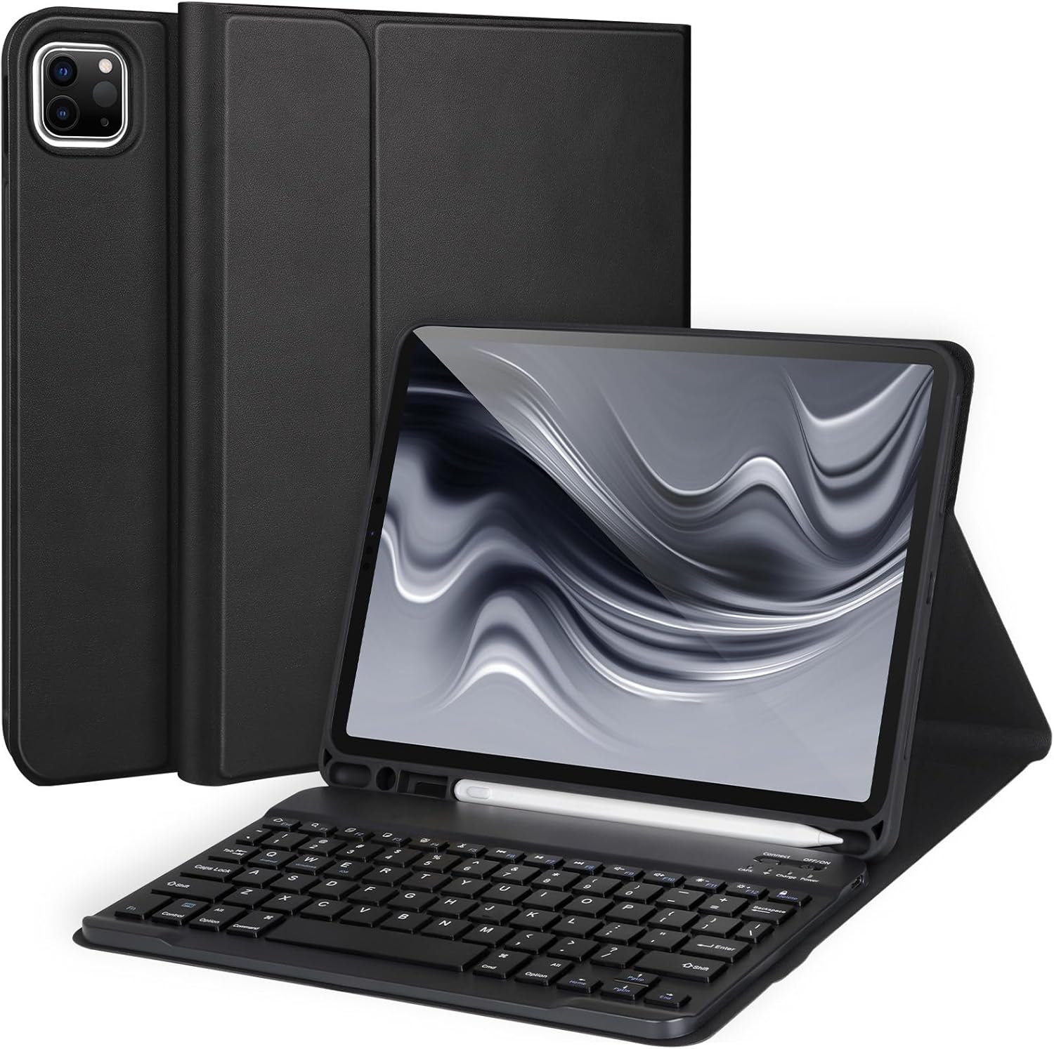 Keyboard Case for iPad Pro 11'' (4th/3rd/2nd/1st Gen), iPad Air 5th/4th Gen, Detachable Bluetooth Keyboard with Pencil Holder, Black