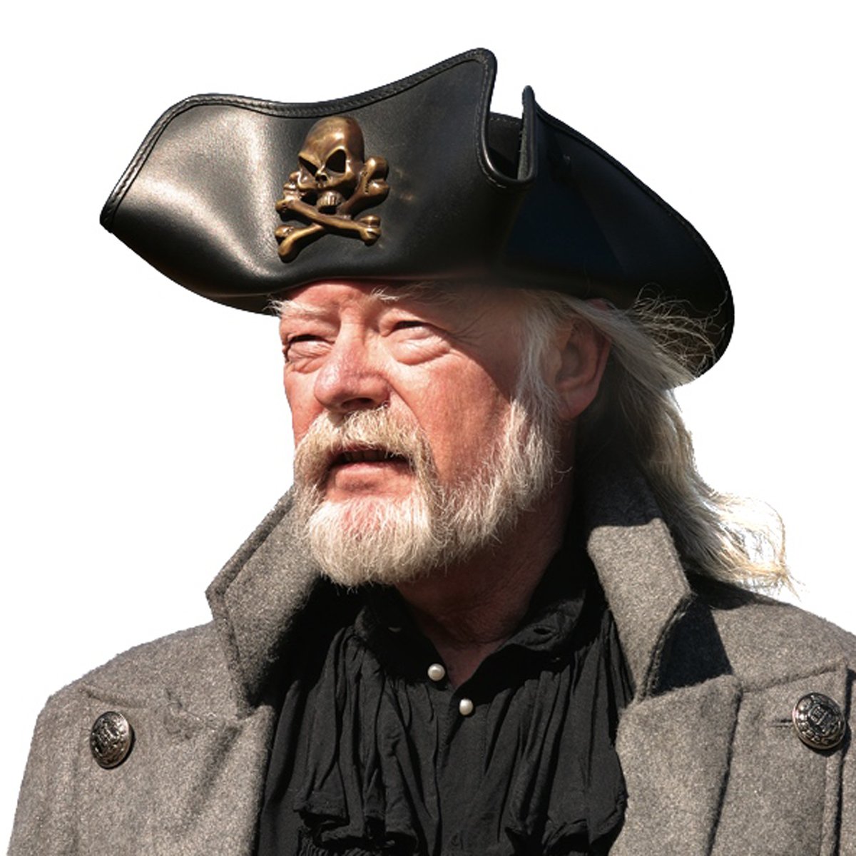 Museum Replicas Skull & Crossbones Tricorn Leather Pirate Hat Unisex (Small/Medium)