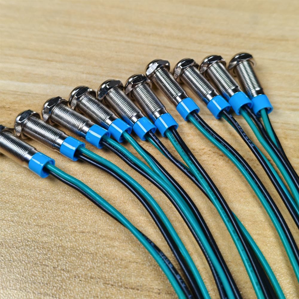 Gebildet 10 Sztuk 6mm 3V-4.5V-5V-6V-7.5V-9Vdc Oszczędność Energii Led Metalowy Wskaźnik Świetlny Wodoodporna Lampka Sygnalizacyjna Z Przewodem (Czerwony/Pomarańczowy/Niebieski/Zielony/Biały)