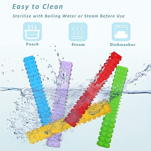 Miniatura 6 de Juguetes sensoriales para masticar para niños autistas paquete de 5 palos de dentición de silicona para autismo TDAH SPD masticables con necesidades