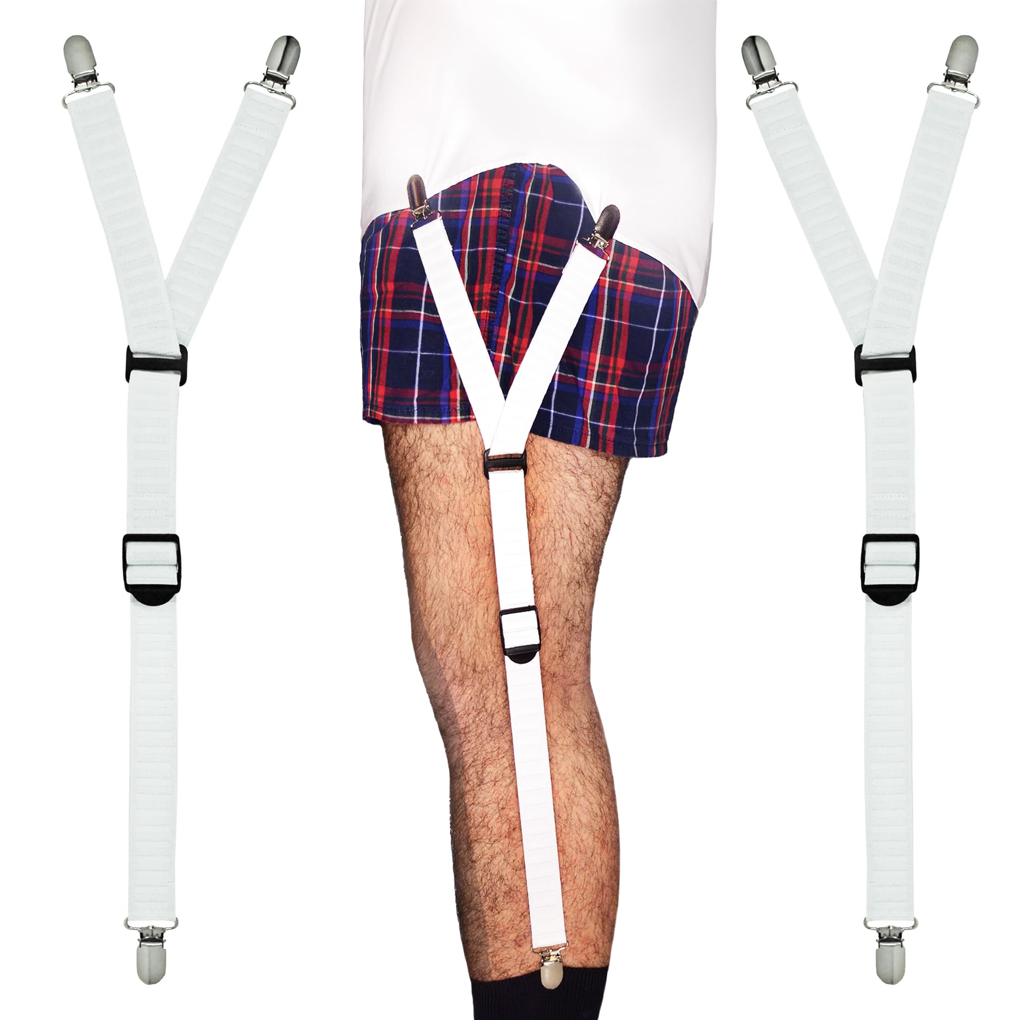 World's Best Shirt Stays for Men Police Military Made in the USA (Y-Style Black, Select Series) (1 Pair of Garters, Tuckers)