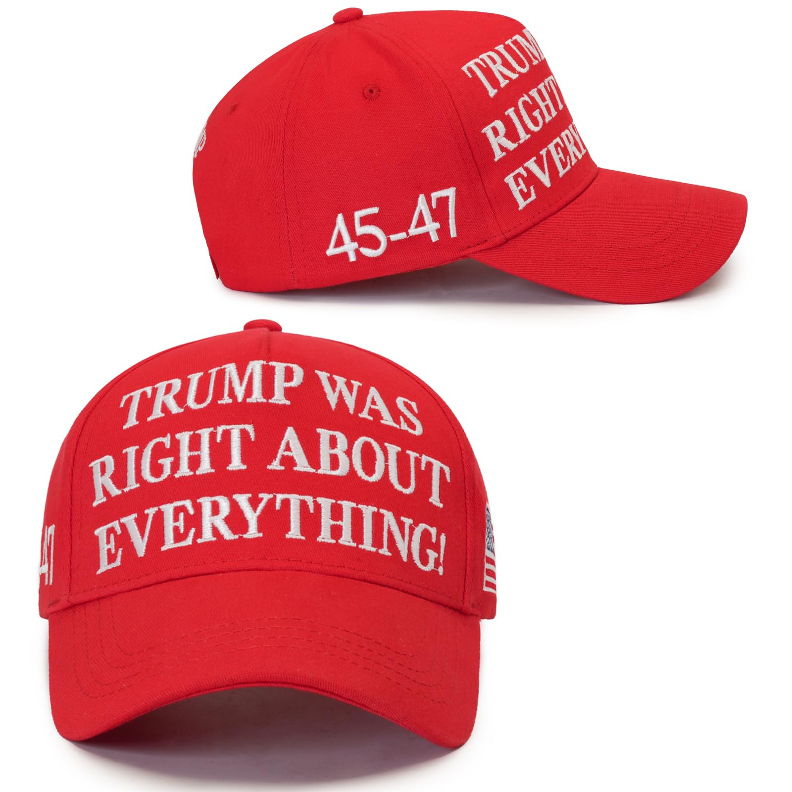 Aeonda Trump was Right About Everything Hat 2025 45-47 MAGA Hats with Embroidered USA Flag Adjustable Baseball Cap