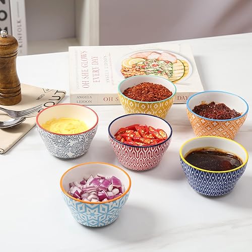 Miniatura 7 de Selamica Tazas de cerámica de 8 onzas, cuencos pequeños de 4 pulgadas, cuencos de postre para sopa, salsa de café, taza de café, apto para