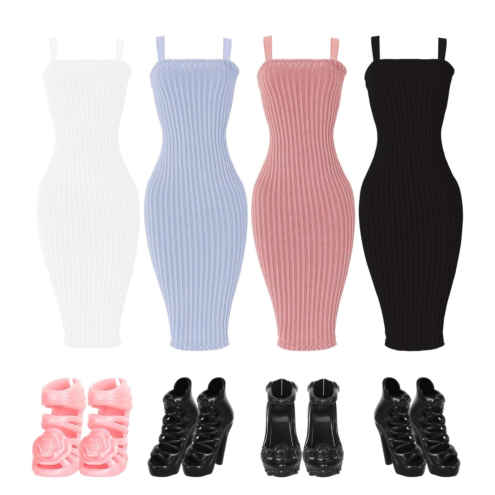 Glamoreal Upins 8 Pcs Doll Clothes Girls Doll Accessories For 11.5 Inch/30cm Doll Include Summer Dress Shoes Regular Outfit Doll Clothing Girl Birthday Gift