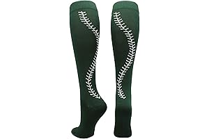 MadSportsStuff Softball Socks for Girls & Women with Stitches - Knee High, Forest Green