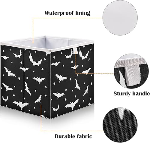 Miniatura 3 de CaTaKu Bats Star - Contenedores de almacenamiento rectangulares de tela para organización, cubos de almacenamiento rectangulares para organizador de