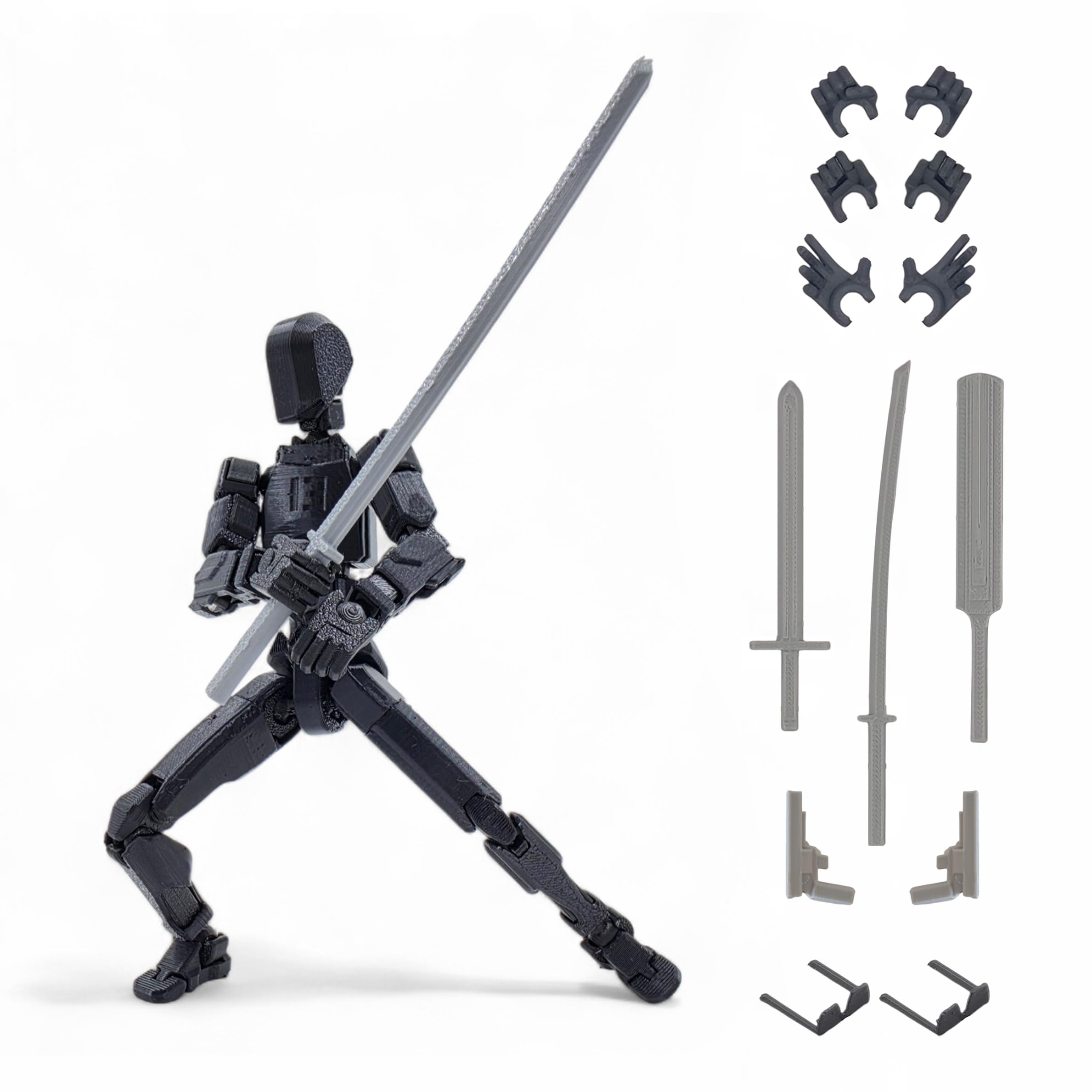 HEYNZ Fully Articulated Black Ninja Action Figure | 3D Printed Robot Assembly Kit | 5.4 Inch Multi-Jointed Movable Toy for Stop Motion Animation, Desk Decoration & Gifting-image-48