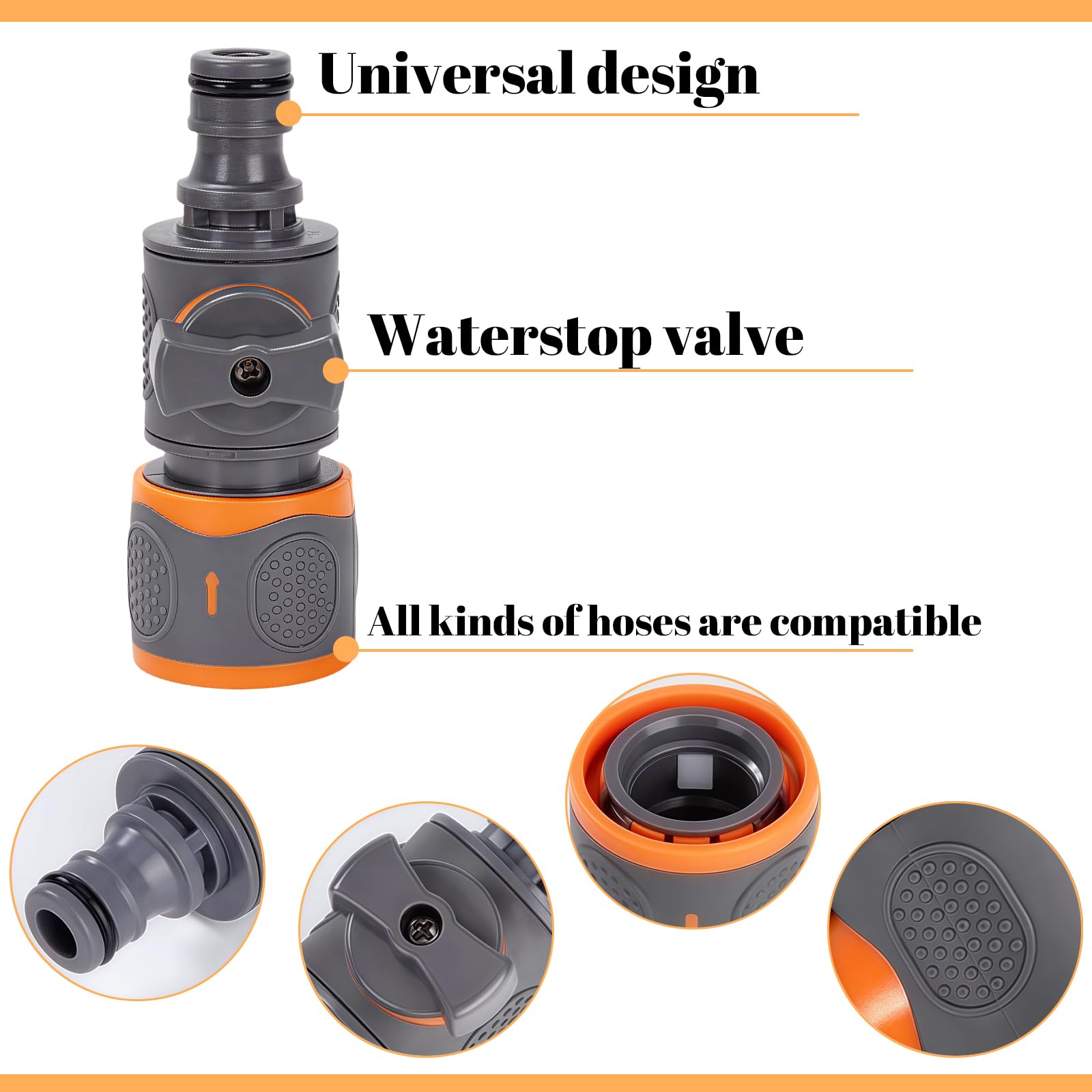 Garden Hose Connectors and Fittings Set,Double Male Hose Connectors-2Pcs End Quick Connectors for Hose Pipe Fitting 1/2" Plastic Tap Connector-Garden Regulator Valve Fitting Connect Adaptor Tool - Image 4