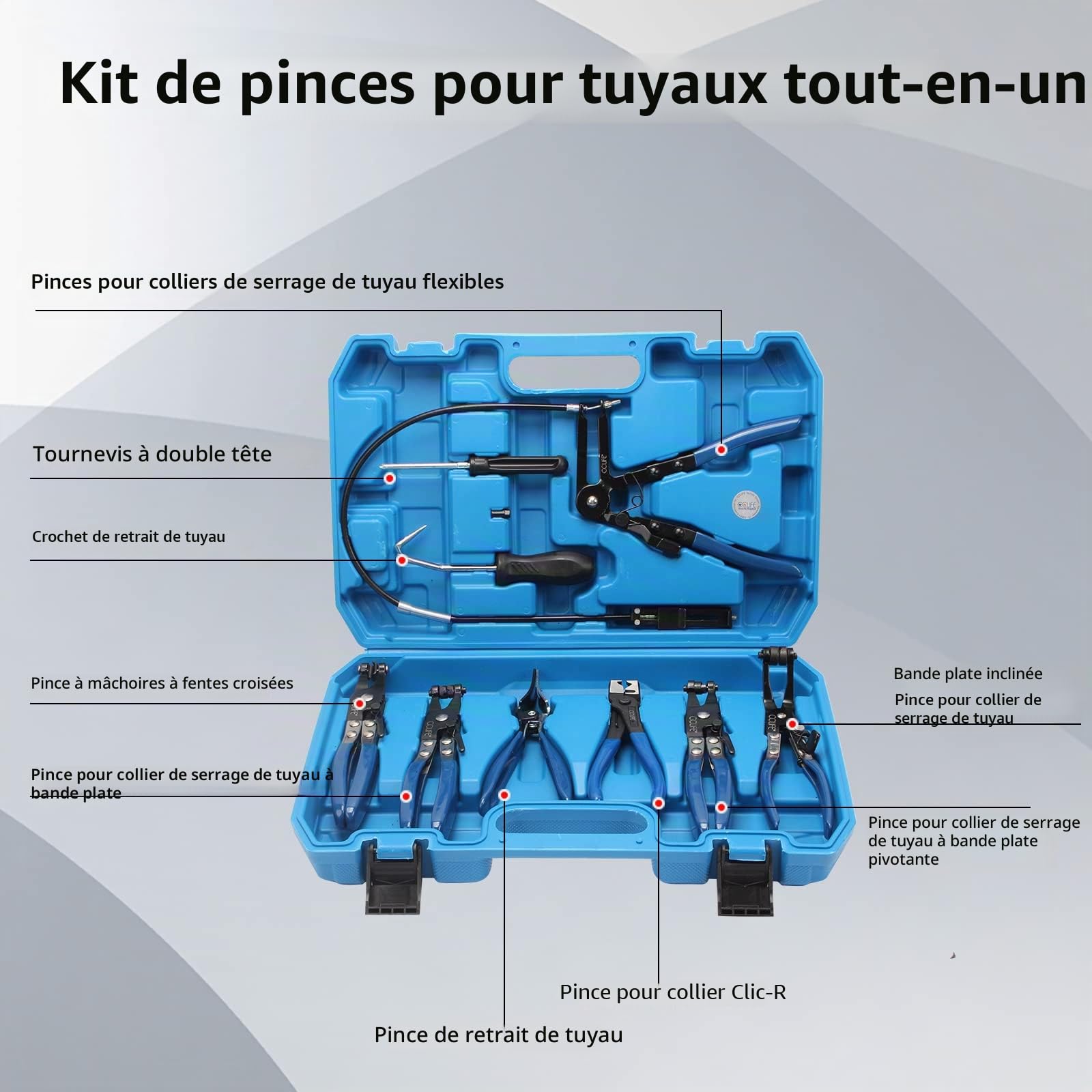 CCLIFE 9 pièces coffret de Pinces pour colliers de serrage Pince a collier réparation
