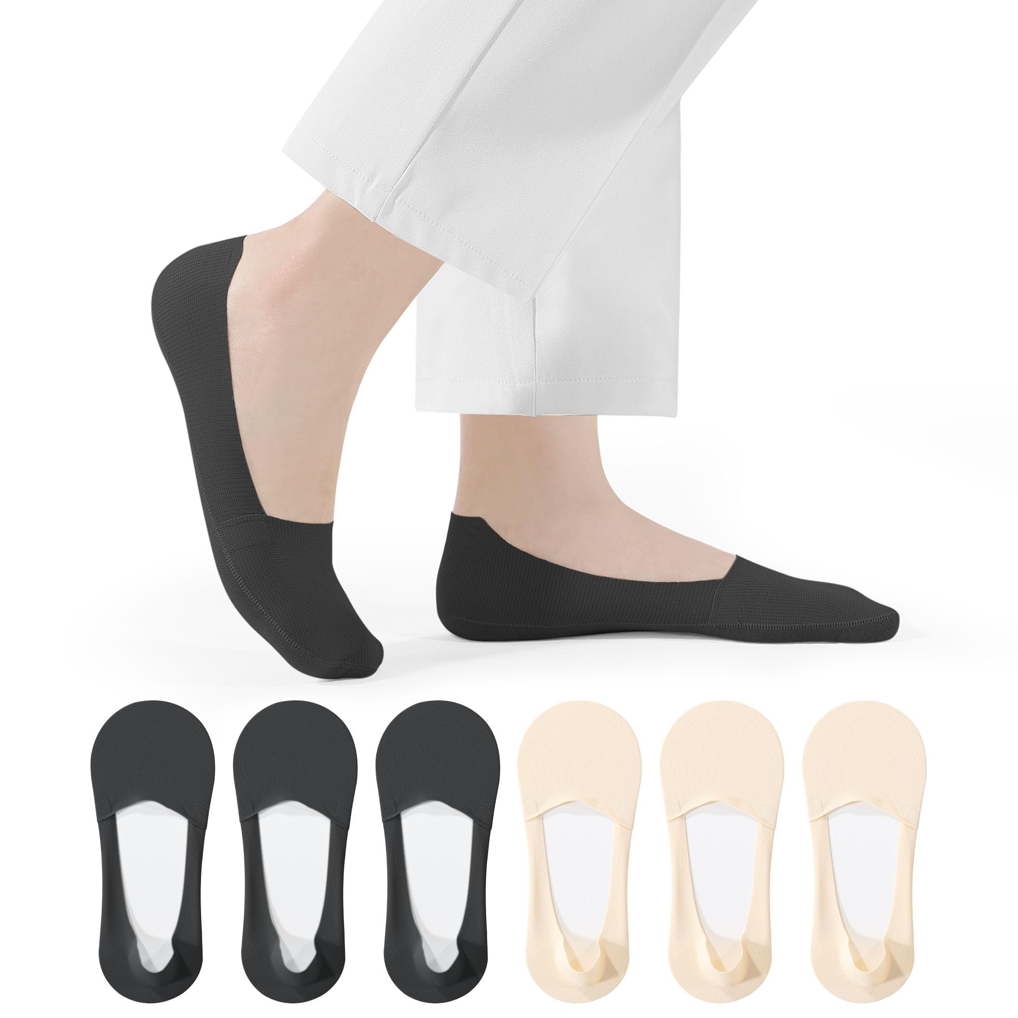 Closemate 6 Pares Calcetines Invisibles Mujer Calcetines Tobilleros Antideslizante Calcetines Cortos Verano Transpirable Algodon Calcetines Bajos Sin Costuras Pinkies Mujer Finos Para Mocasines