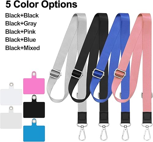 Miniatura 5 de Cordón universal para teléfono, paquete de 2 cordones cruzados para teléfono celular, correa ajustable para teléfono con 5 correas para alrededor