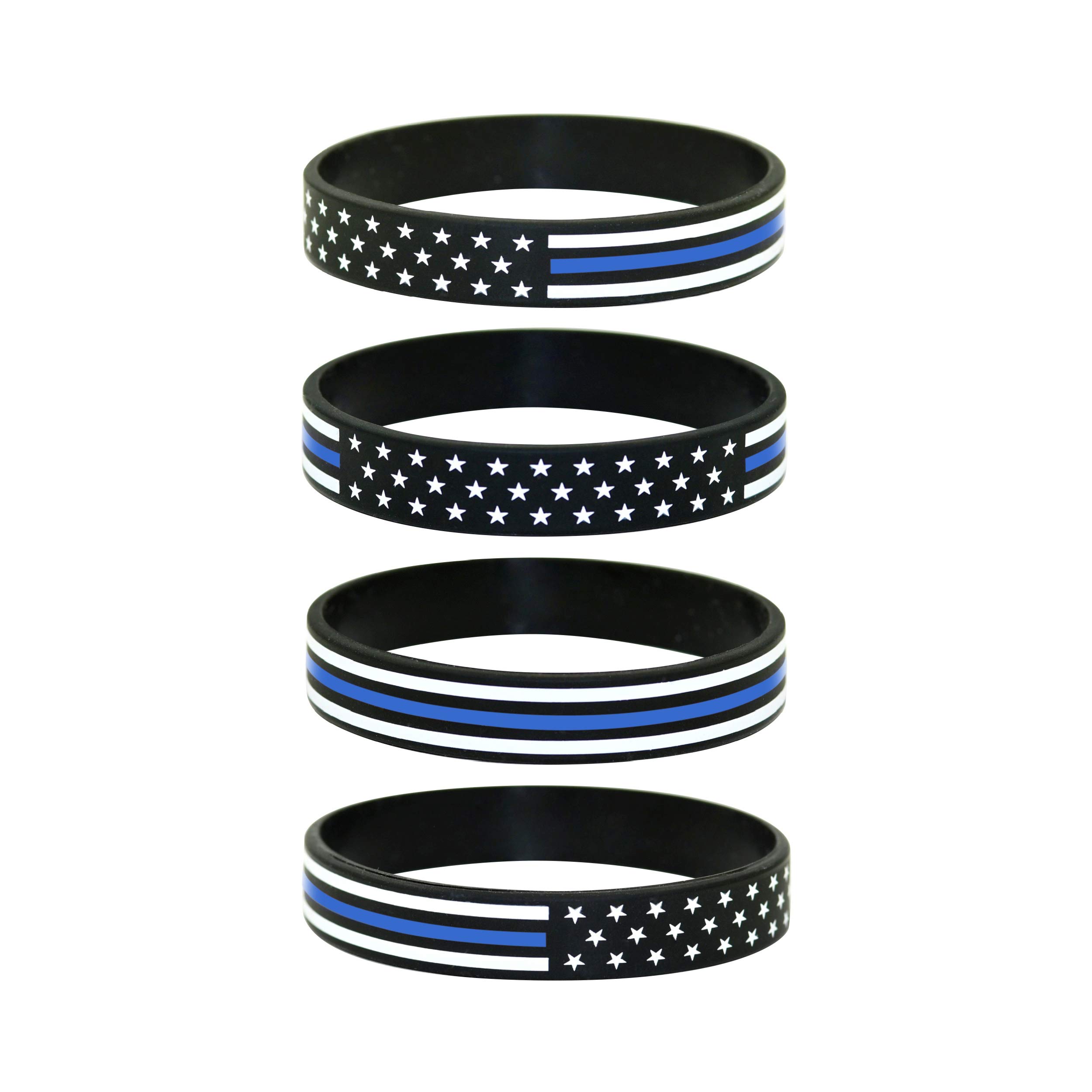 American Flag Silicone Stretchable Bracelet 4-Pack