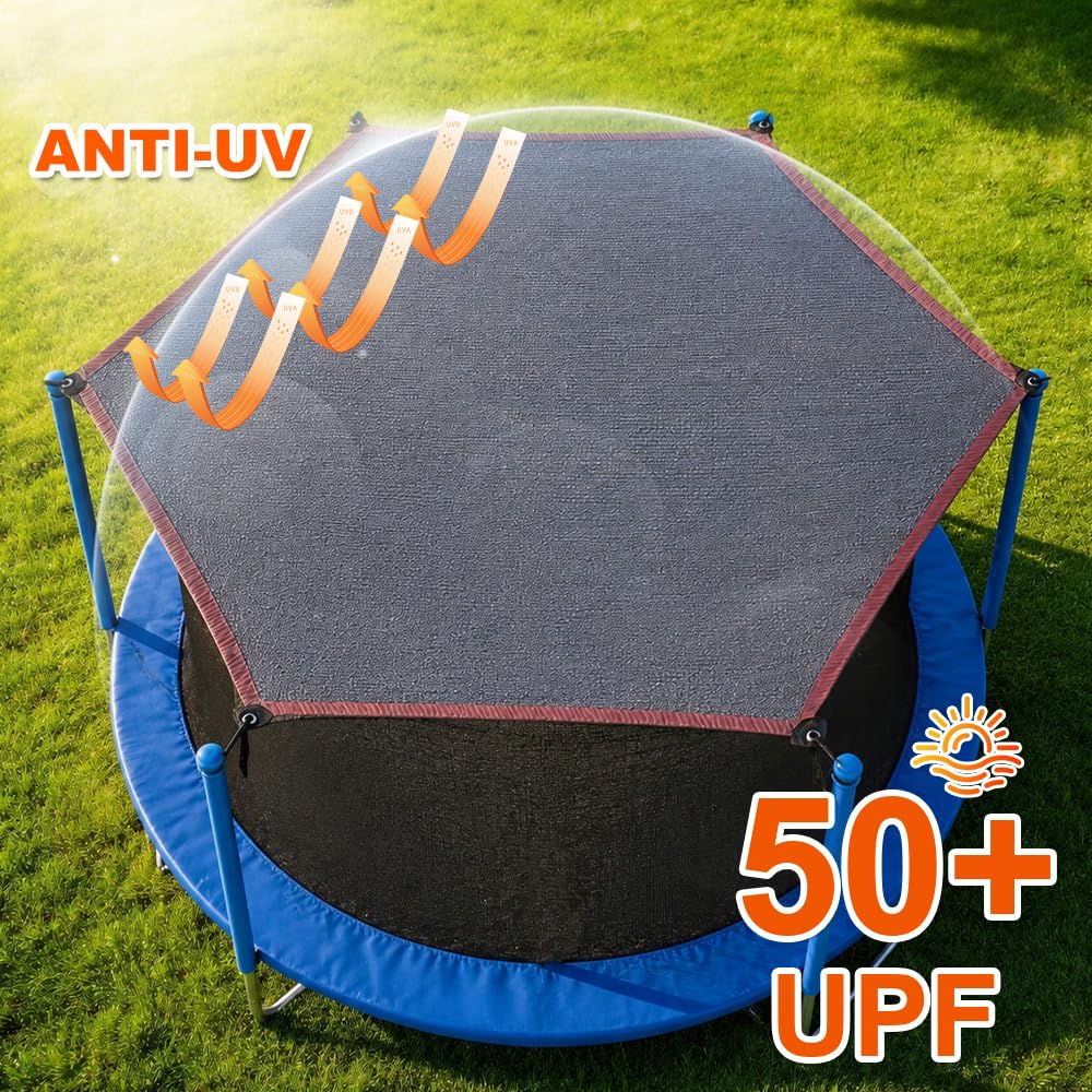 Trampolin Sonnenschutz Abdeckung, Ø 244 305 366cm Trampolin Sonnenschutz, UV-Beständige wasserdichte Trampolin Überdachung Abdeckung, Sonnenschutz Trampolin für 6/8-Stangen Zelt