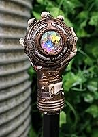 Vista 8 de Ebros Steampunk esqueleto agarrando a mano el mal de ojo con engranajes de reloj esculpidos, bastón de bastón de bastón de 38 pulgadas de largo
